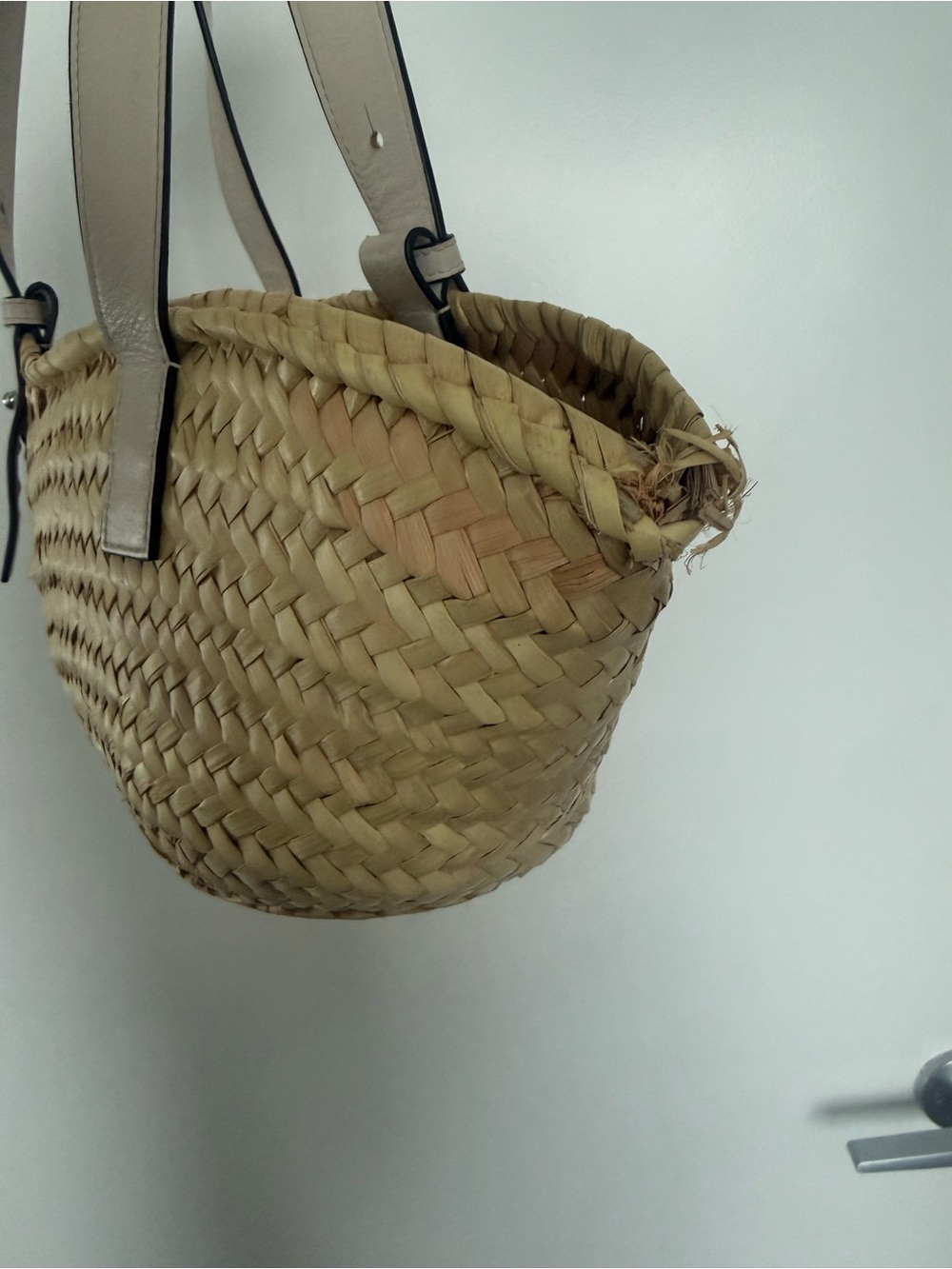 Loewe Natural Straw Tote with Silver Leather Trim - Picture 6 of 7